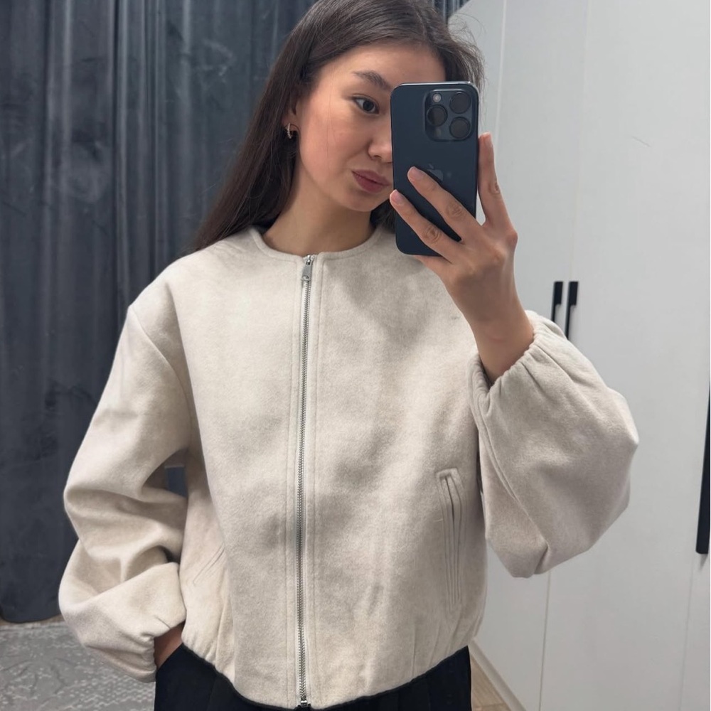 Zara Soft Bomber Jacket with Elastic waist - New - Picture 11 of 17